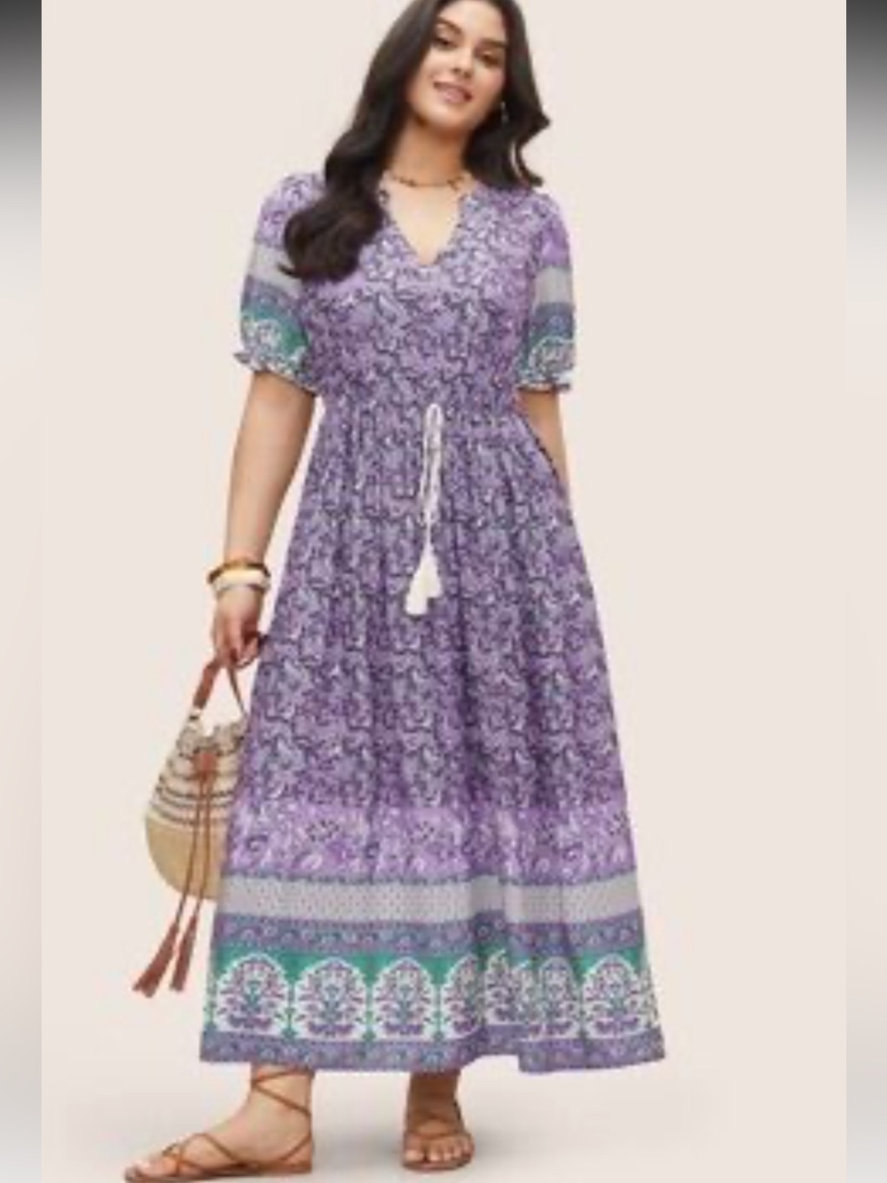 NWT BloomChic Boho Tassel Trim Dress, Purple, 28